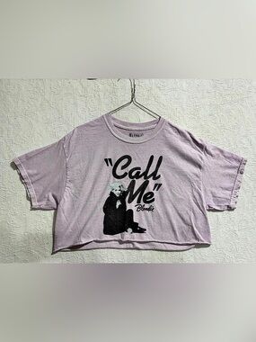 Blondie Call Me Crop T-Shirt Graphic Pink Cotton